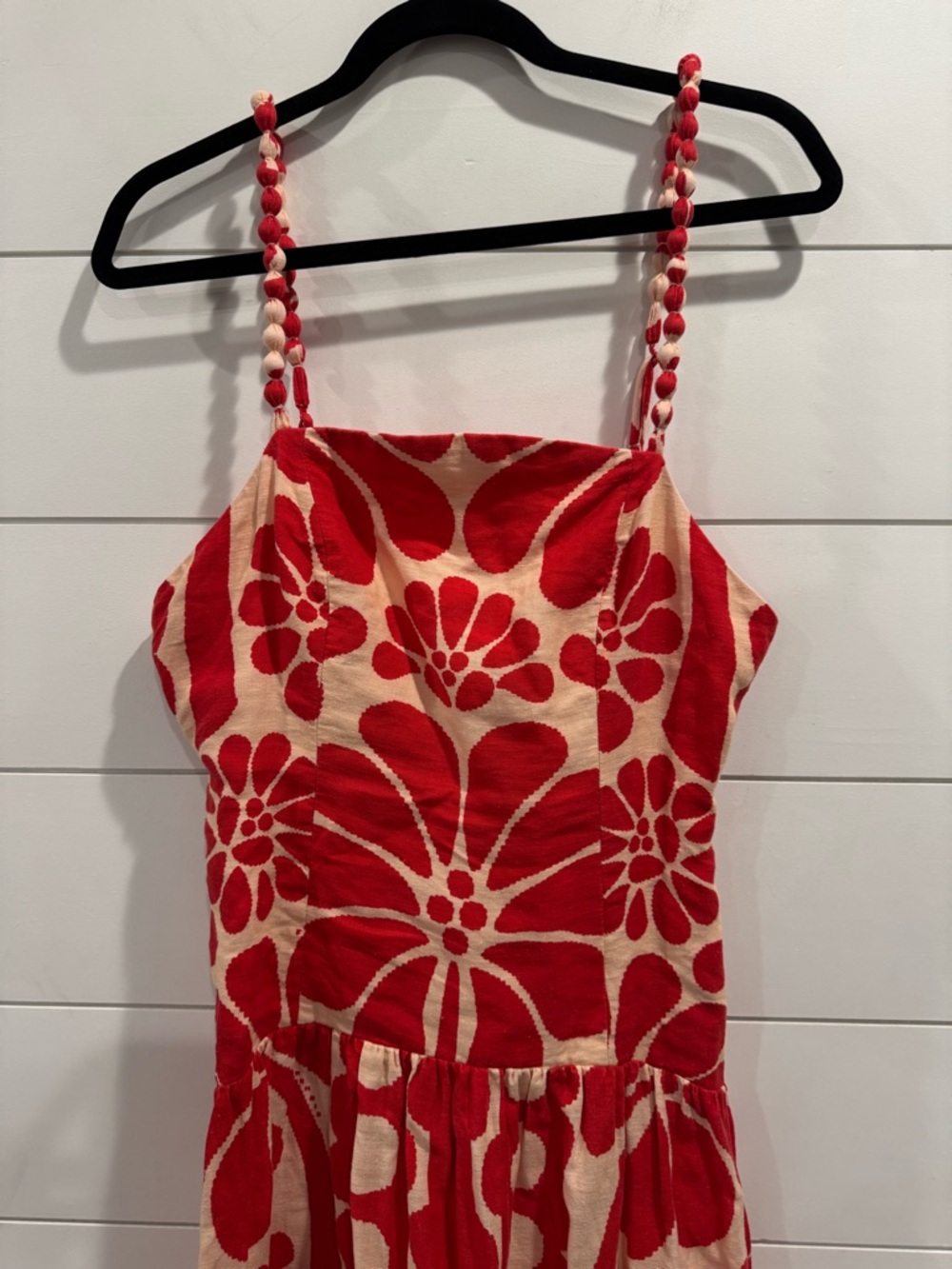 Farm Rio Palermo Sleeveless Midi Dress red floral linen - Picture 5 of 10